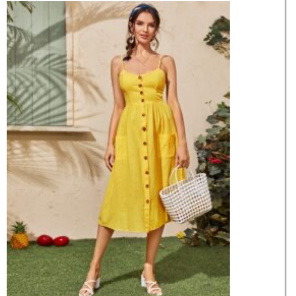 Yellow midi dress
